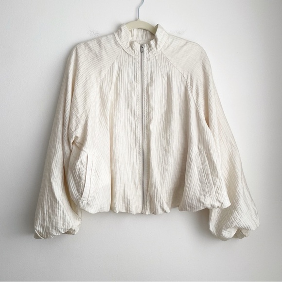 Tageechita zip up Jacket Balloon Sleeve Willow Blouson white cream neutral large - Picture 3 of 13